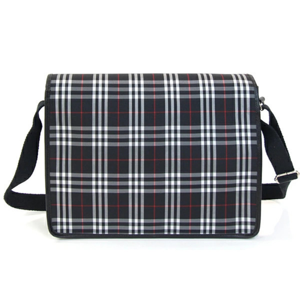 Burberry Messenger Bag Canvas Crossbody Leather Nova Black Check Shoulder
